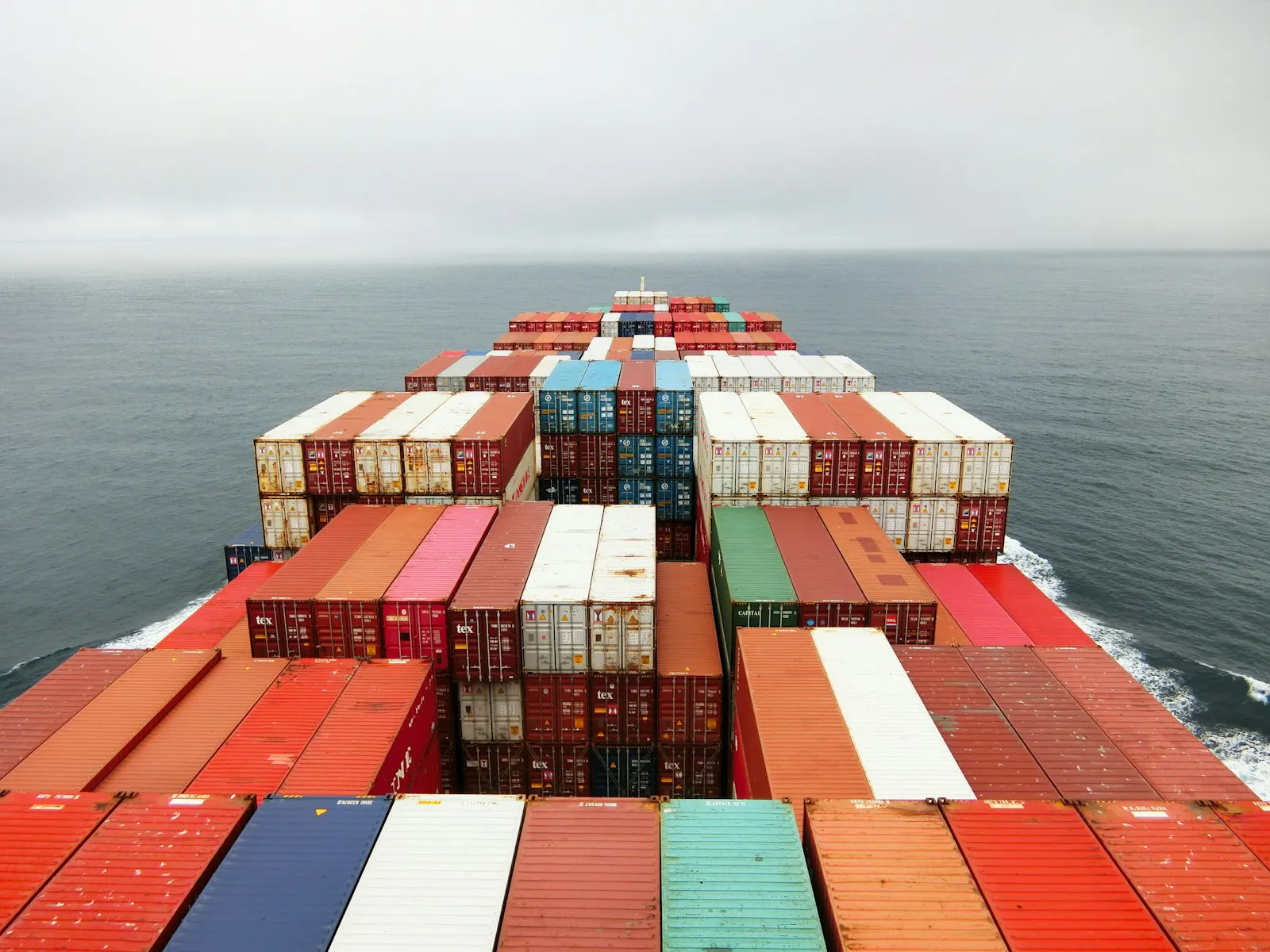 Container ship at sea