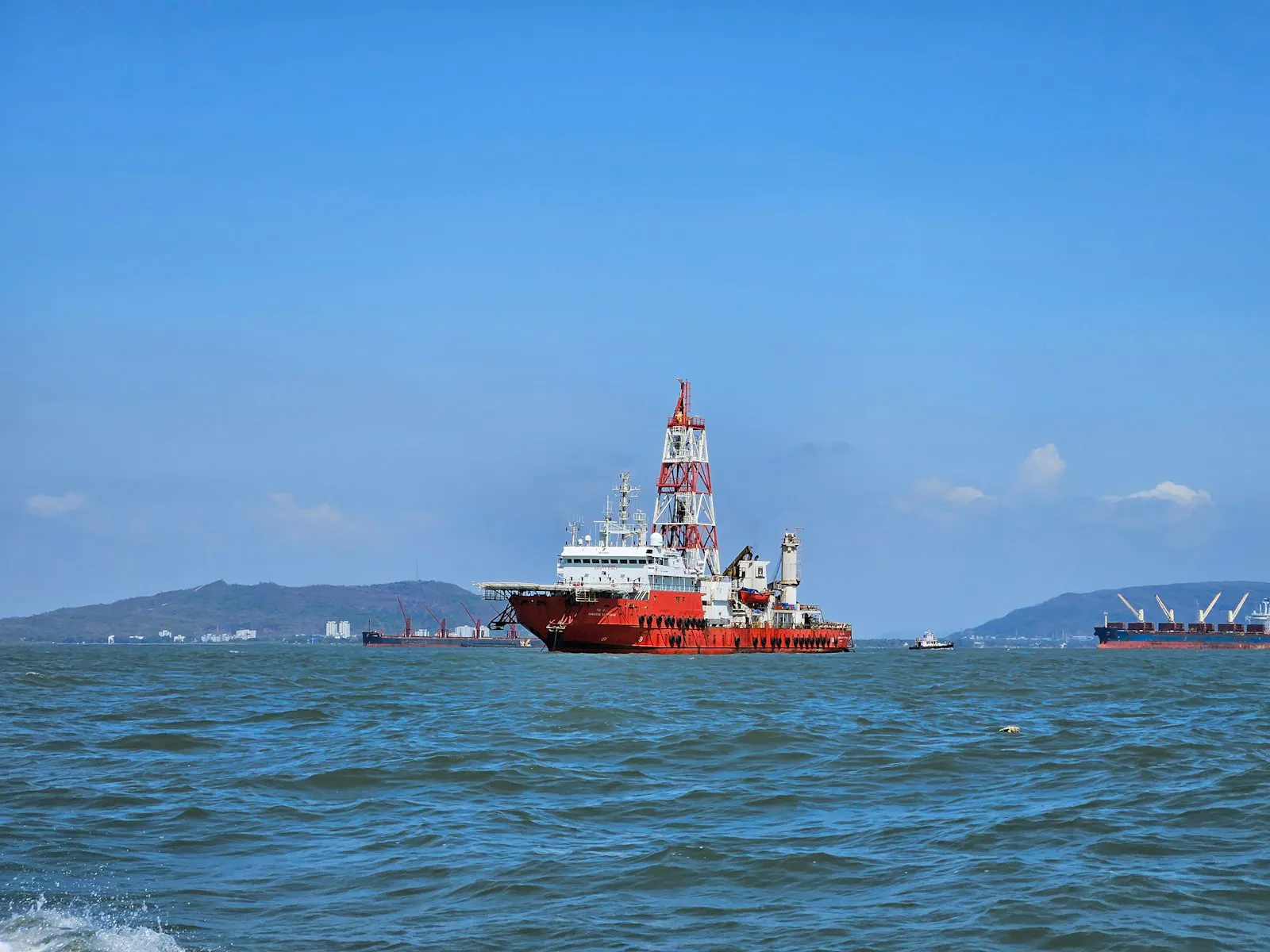 Offshore drillship at sea