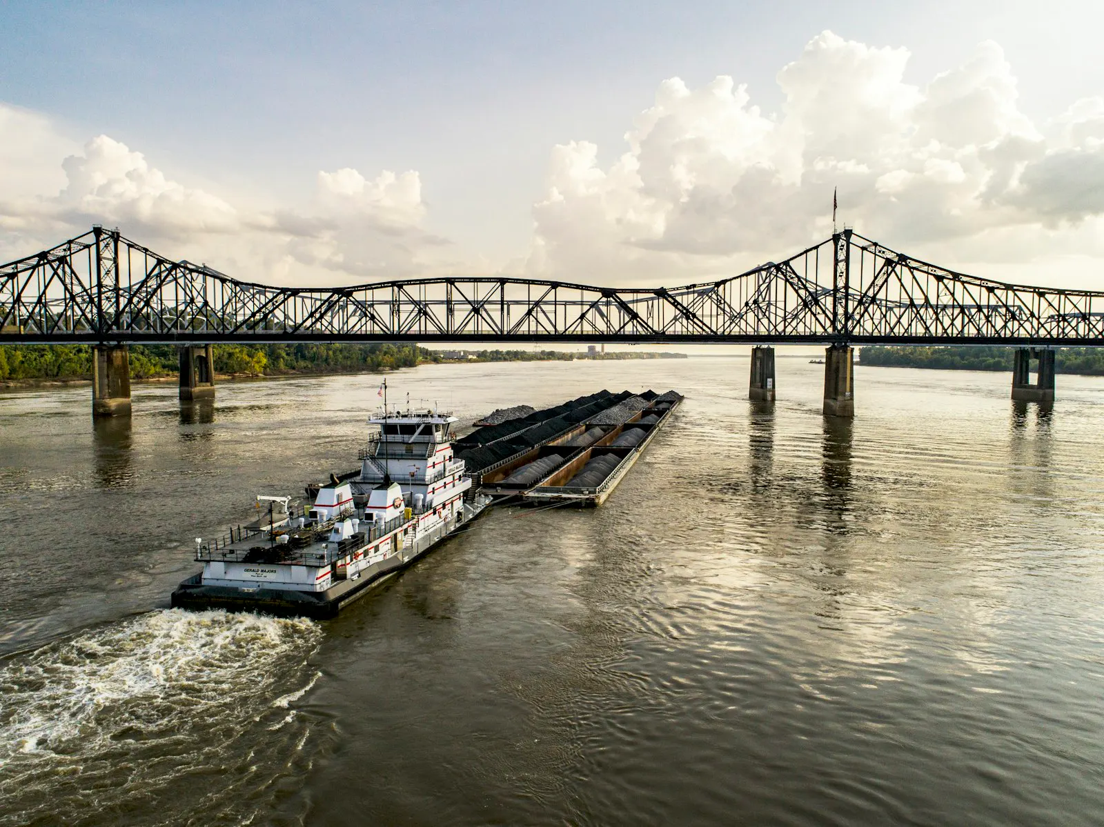 Barge on an inland waterway