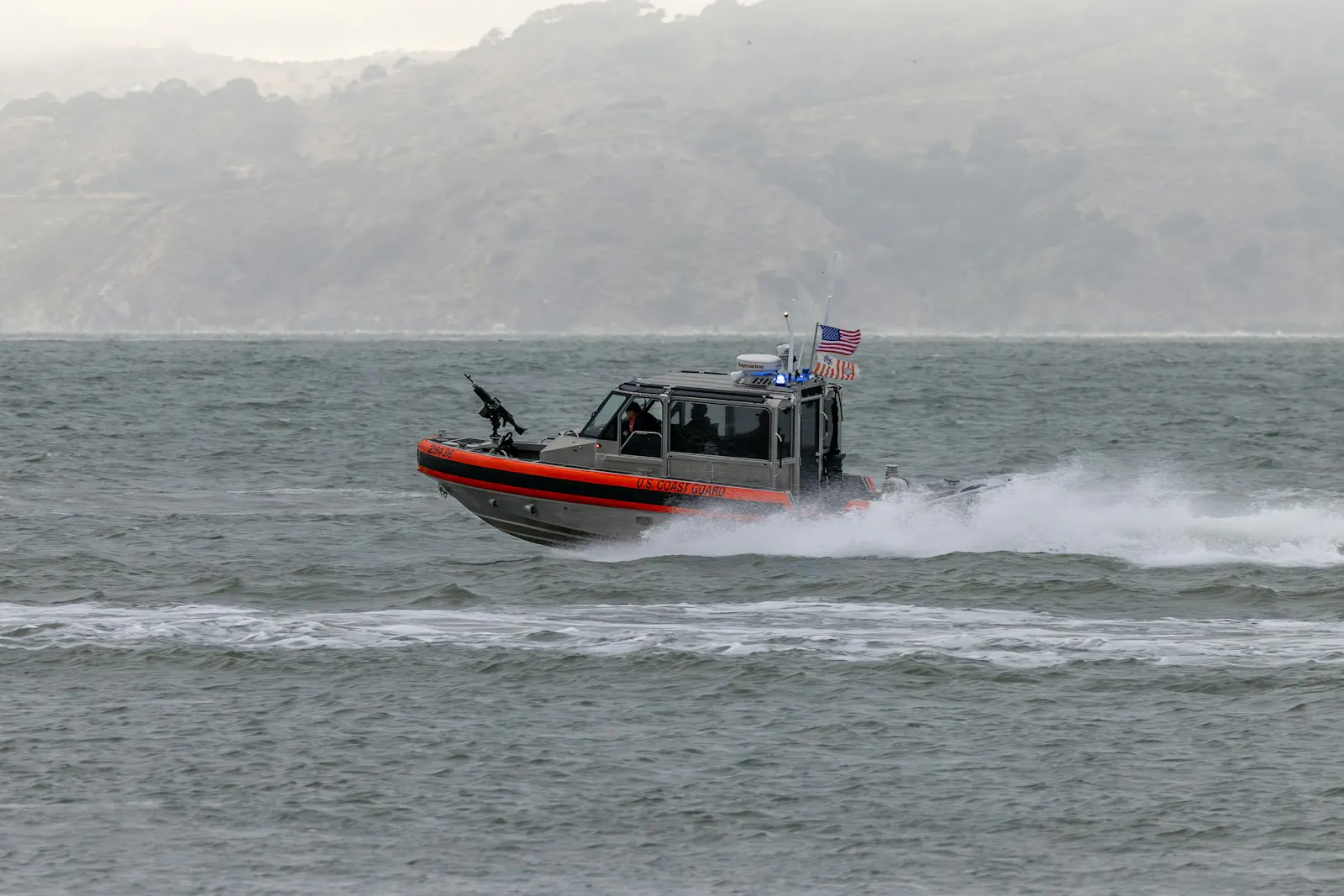 Coast guard patrol vessel at sea
