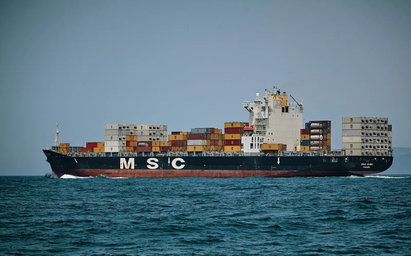 Container ship at anchor