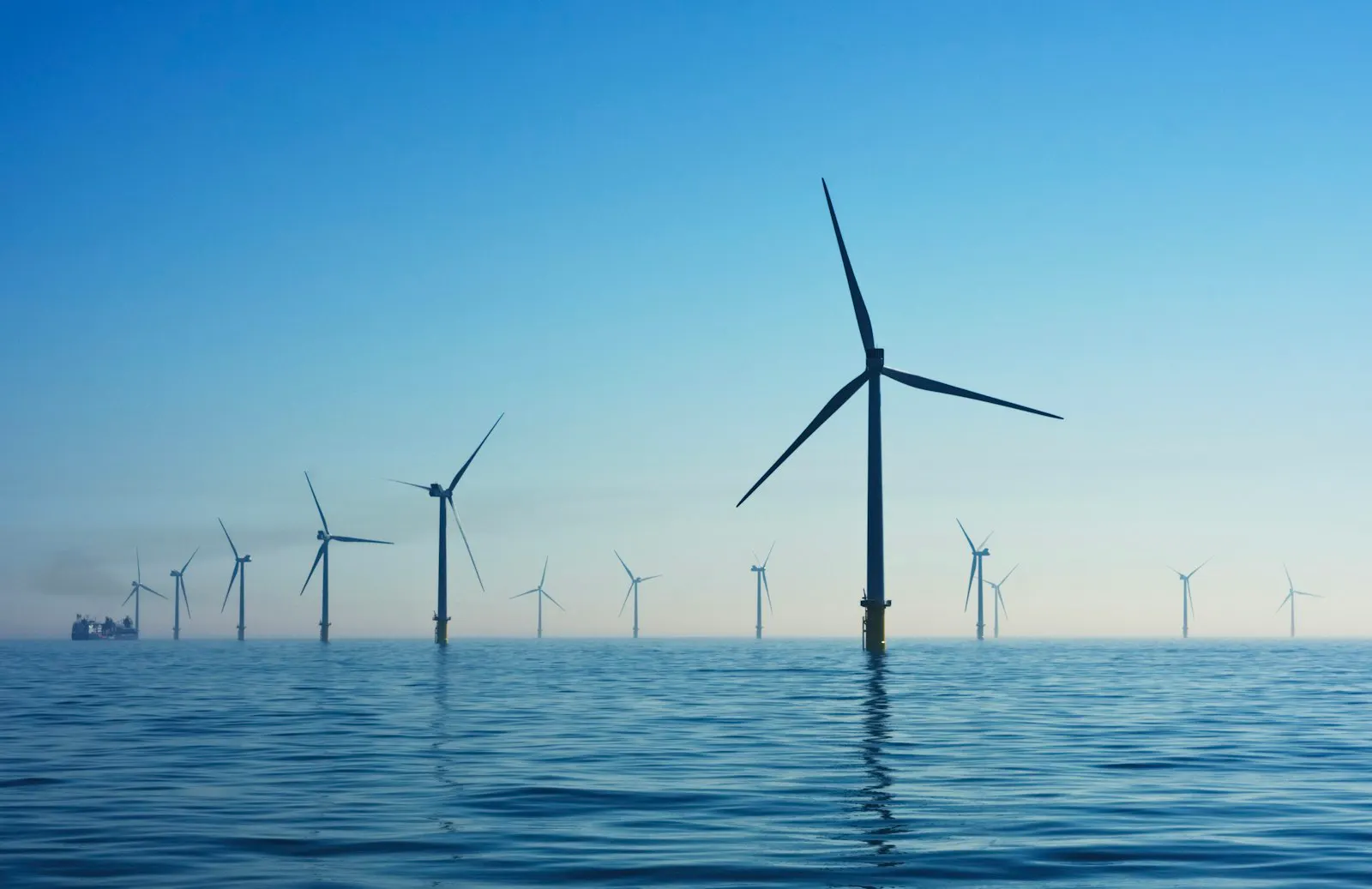 Offshore wind turbines under construction in the North Sea